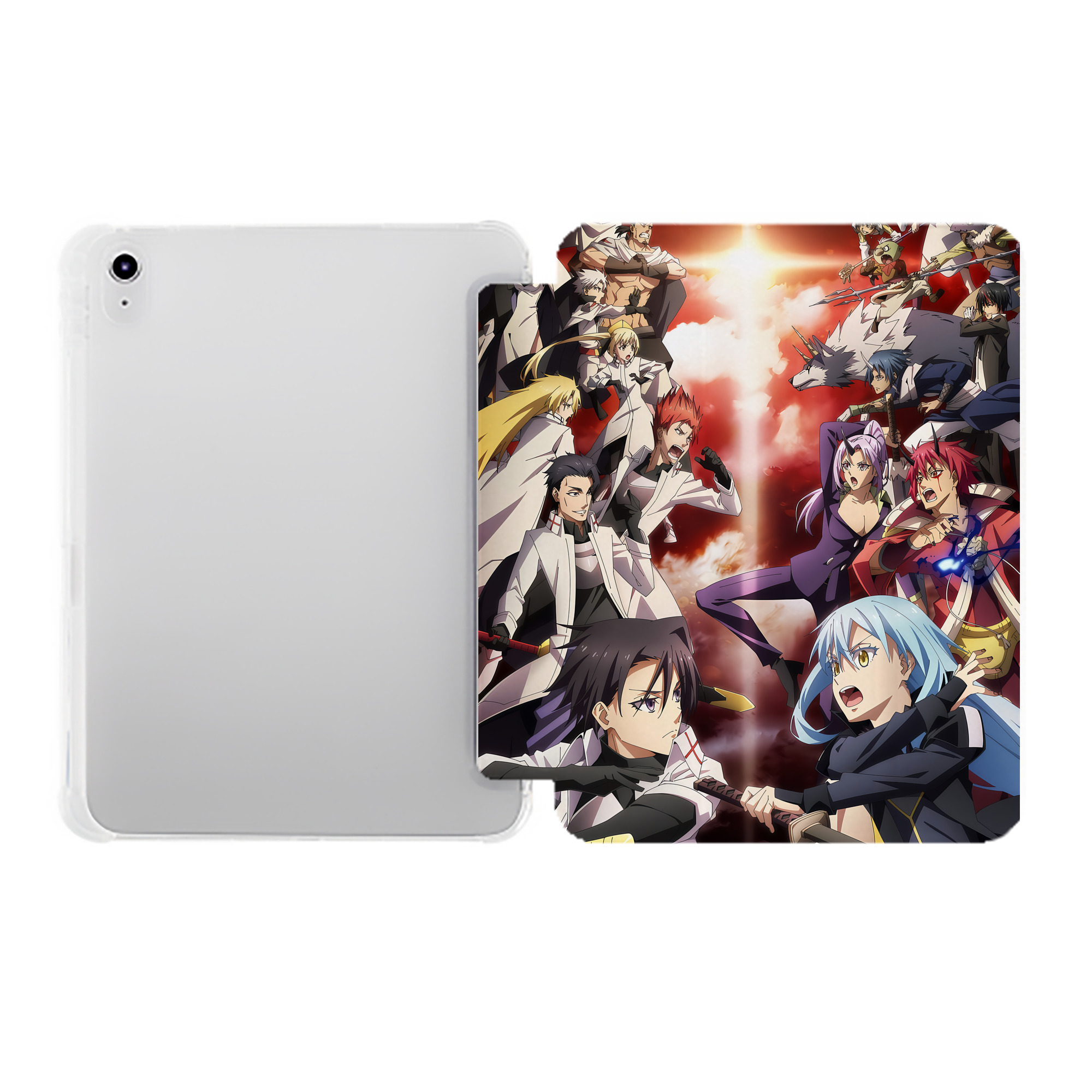 （画像用） 転スラ Regarding Reincarnated to Slime IPad ケース ペン収納付き 三つ折りスタンド PUレザー×シリコン 対応機種9.5/10.5/10.9インチ